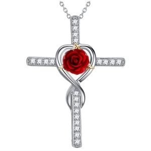 NWT Rose Cross Necklace